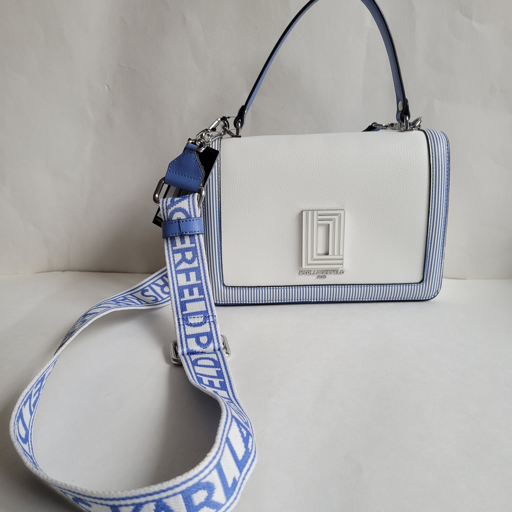 Karl Lagerfeld Blue and White Crossbody Bag